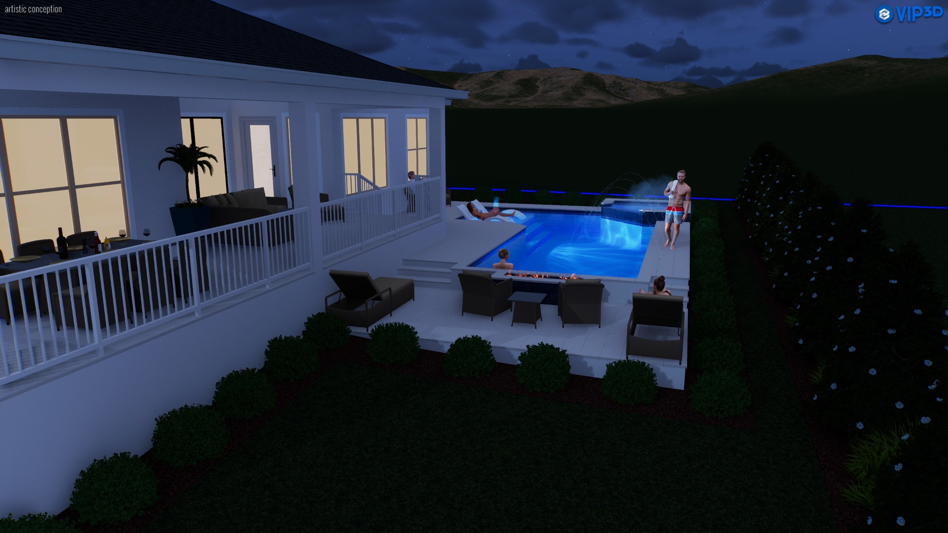 Pool evening ambiance